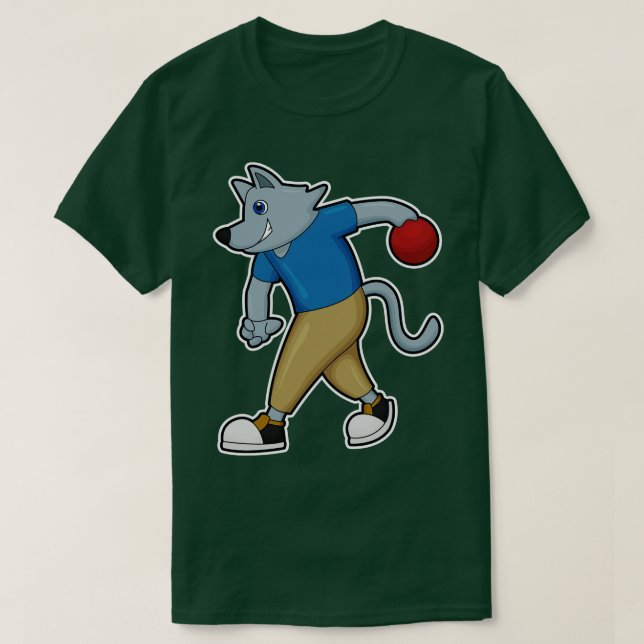 Dog at Bowling with Bowling ball T-Shirt (Design Front)