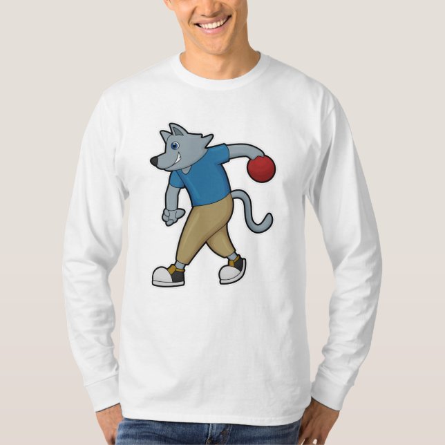 Dog at Bowling with Bowling ball T-Shirt (Front)