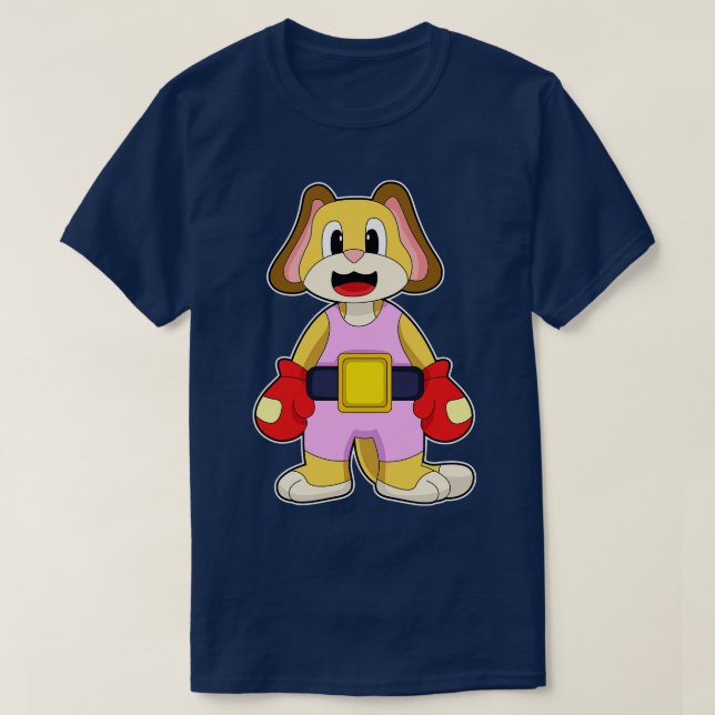 Dog at Boxing with Boxing gloves T-Shirt (Design Front)