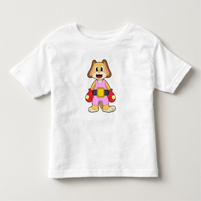Dog at Boxing with Boxing gloves Toddler T-Shirt (Front)