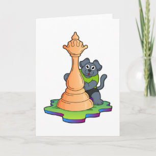 Dog at Chess with Chess piece Queen Card