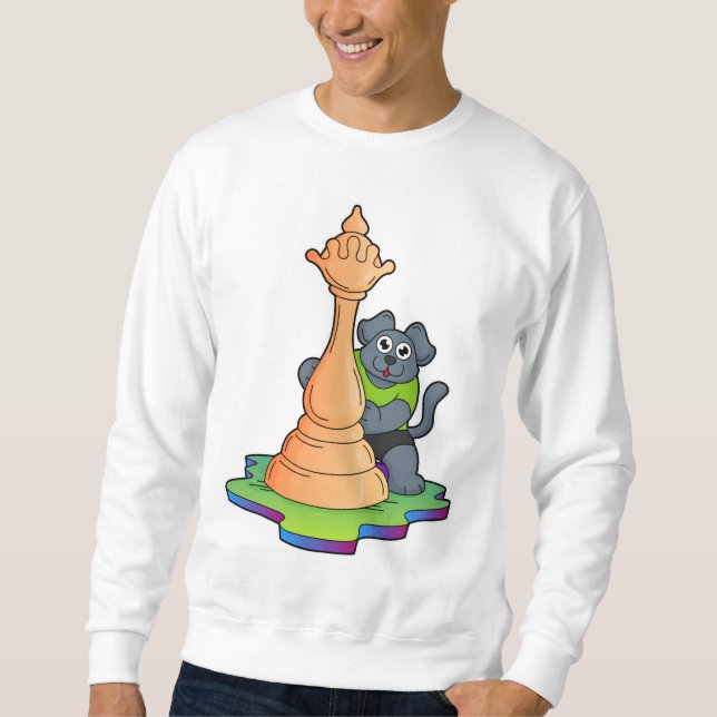 Dog at Chess with Chess piece Queen Sweatshirt (Front)
