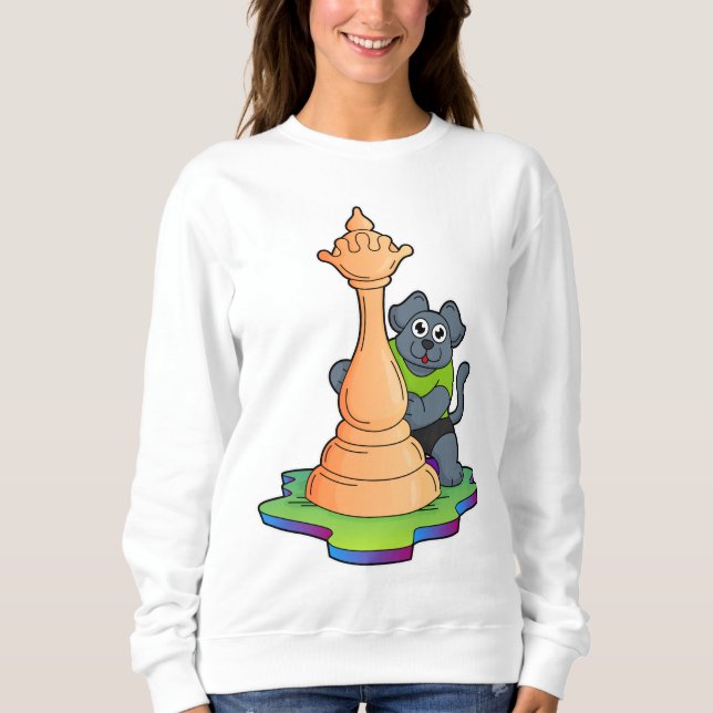 Dog at Chess with Chess piece Queen Sweatshirt (Front)
