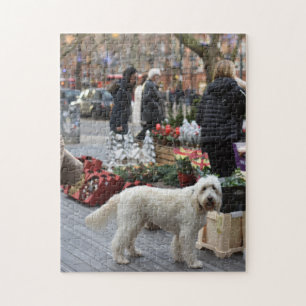 Dog at Christmas in Sloane Square, London, England Jigsaw Puzzle