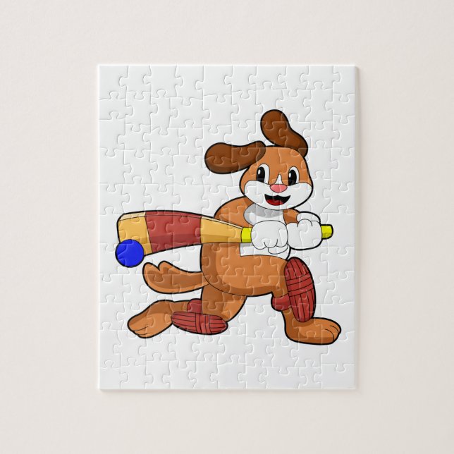 Dog at Cricket with Cricket bat Jigsaw Puzzle (Vertical)