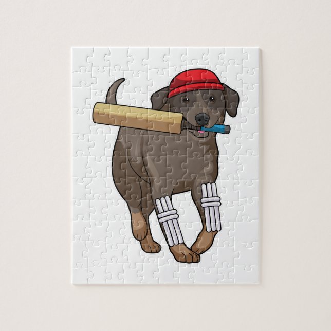 Dog at Cricket with Cricket bat Jigsaw Puzzle (Vertical)