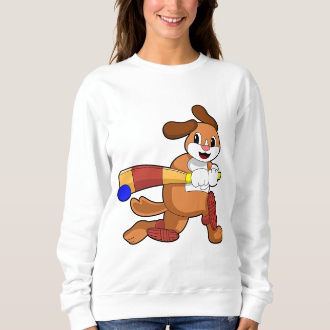 Dog at Cricket with Cricket bat Sweatshirt (Front)