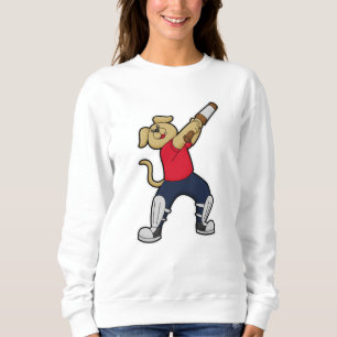 Dog at Cricket with Cricket bat Sweatshirt
