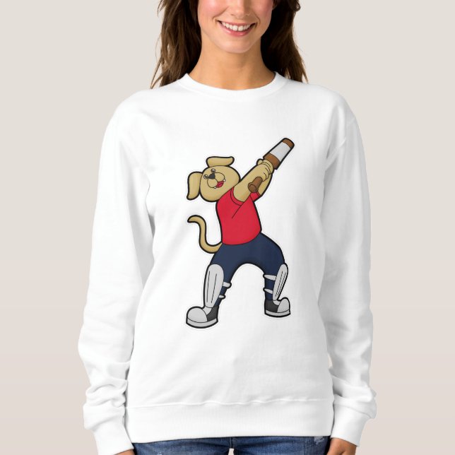 Dog at Cricket with Cricket bat Sweatshirt (Front)