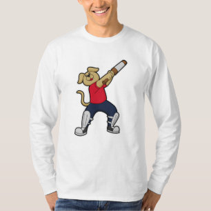 Dog at Cricket with Cricket bat T-Shirt
