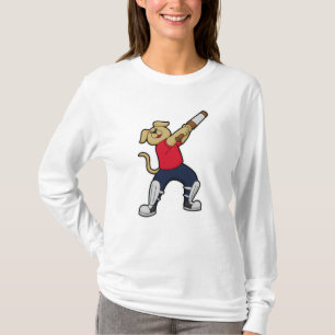 Dog at Cricket with Cricket bat T-Shirt