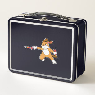 Dog at Darts with Dart.PNG Metal Lunch Box