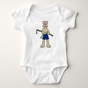 Dog at Fishing with Fishing rod & Fish Baby Bodysuit