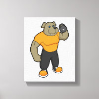 Dog at Fitness with Dumbbell