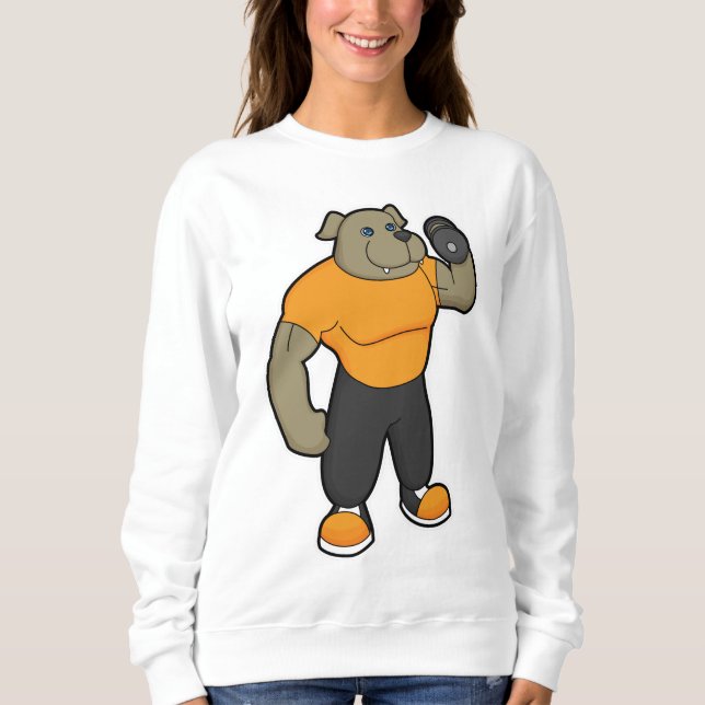 Dog at Fitness with Dumbbell Sweatshirt (Front)