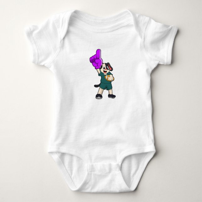 Dog at Football Sports Baby Bodysuit (Front)