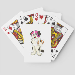 Dog at Football Sports Playing Cards