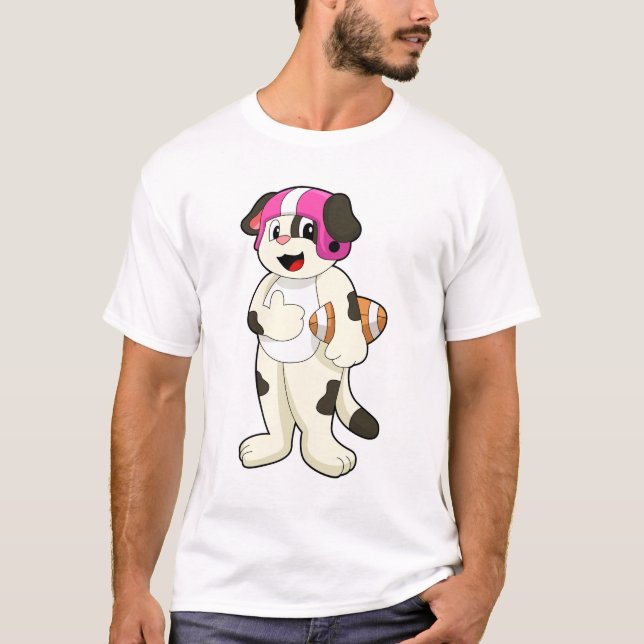 Dog at Football Sports T-Shirt (Front)