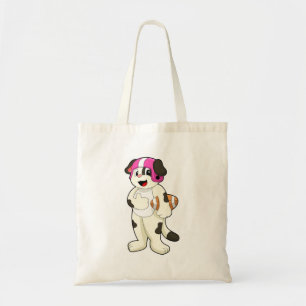 Dog at Football Sports Tote Bag