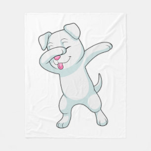 Dog at Hip Hop Dance Dab Fleece Blanket