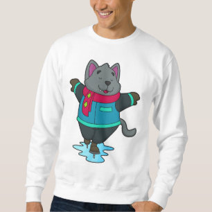 Dog at Ice skating with Ice skates & Scarf Sweatshirt