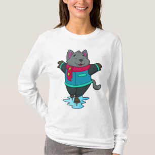 Dog at Ice skating with Ice skates & Scarf T-Shirt