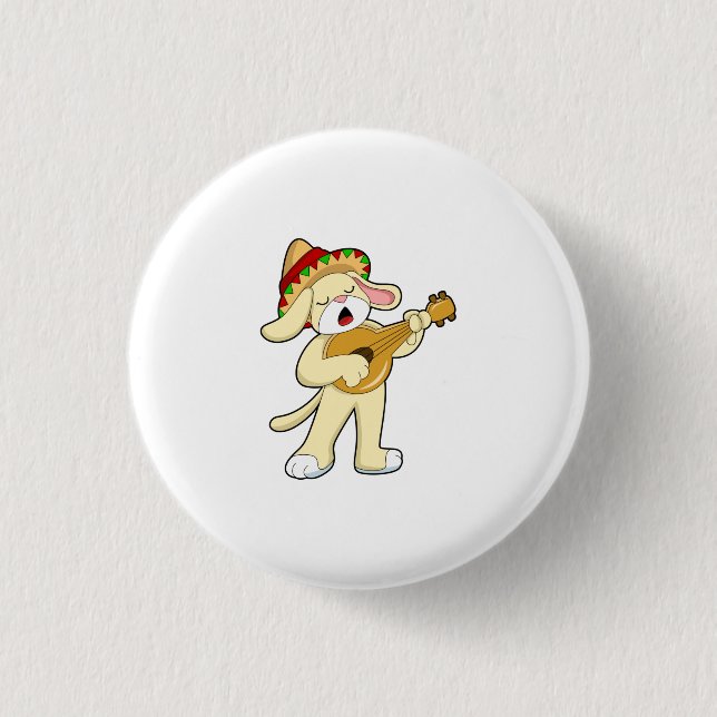 Dog at Music with Guitar 3 Cm Round Badge (Front)