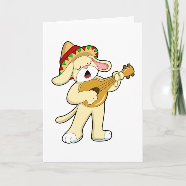 Dog at Music with Guitar Card (Front)