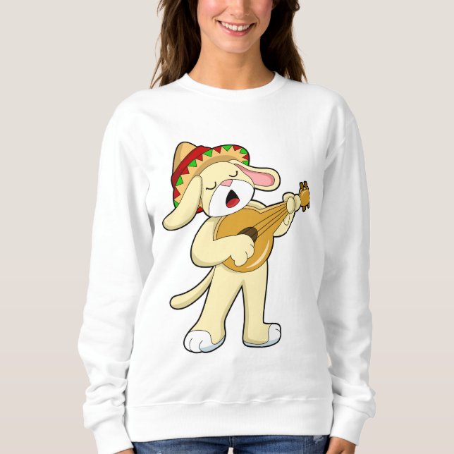 Dog at Music with Guitar Sweatshirt (Front)