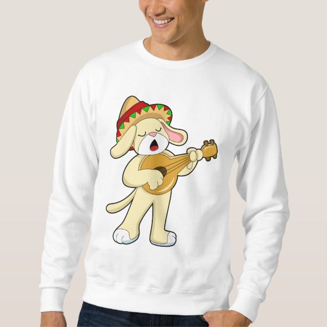 Dog at Music with Guitar Sweatshirt (Front)