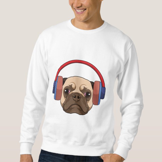 Dog at Music with Headphone Sweatshirt (Front)
