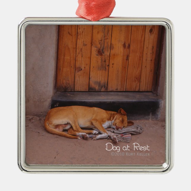 Dog at Rest Metal Tree Decoration (Front)