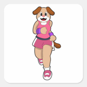 Dog at Running Square Sticker