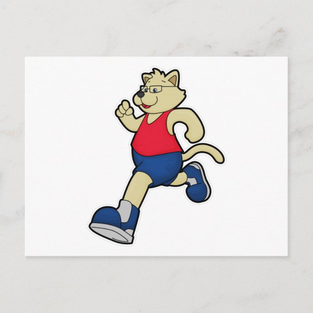 Dog at Running with Glasses Postcard (Front)