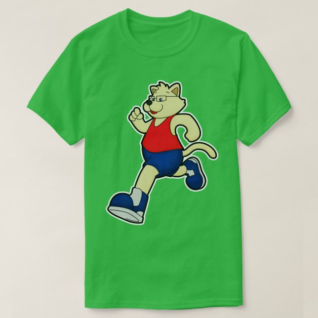 Dog at Running with Glasses T-Shirt (Design Front)