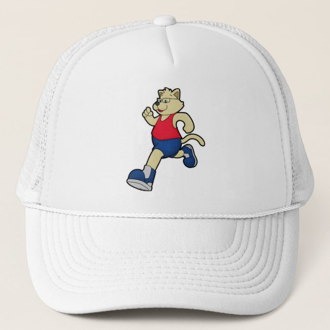 Dog at Running with Glasses Trucker Hat (Front)