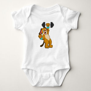 Dog at Strength training with Dumbbell Baby Bodysuit