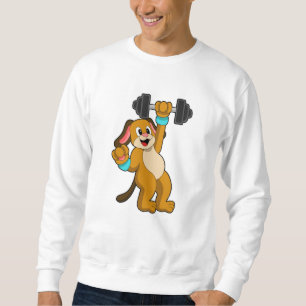 Dog at Strength training with Dumbbell Sweatshirt
