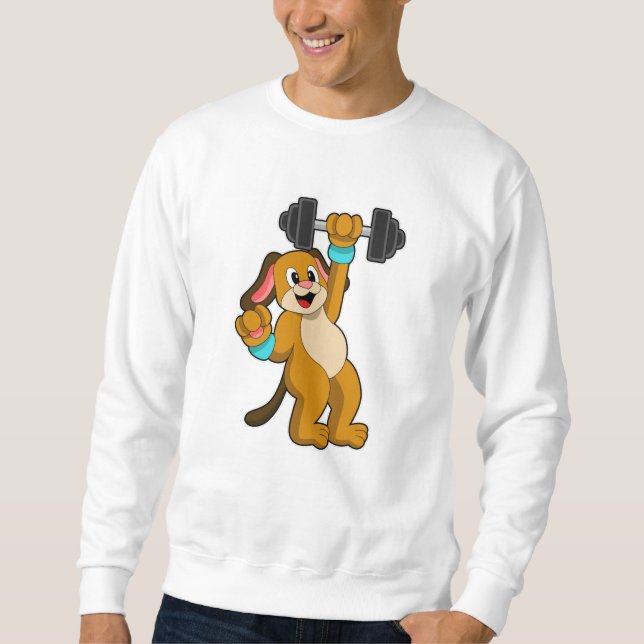 Dog at Strength training with Dumbbell Sweatshirt (Front)
