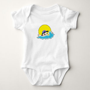 Dog at Swimming with Swim goggles Baby Bodysuit