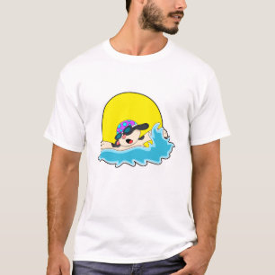 Dog at Swimming with Swim goggles T-Shirt