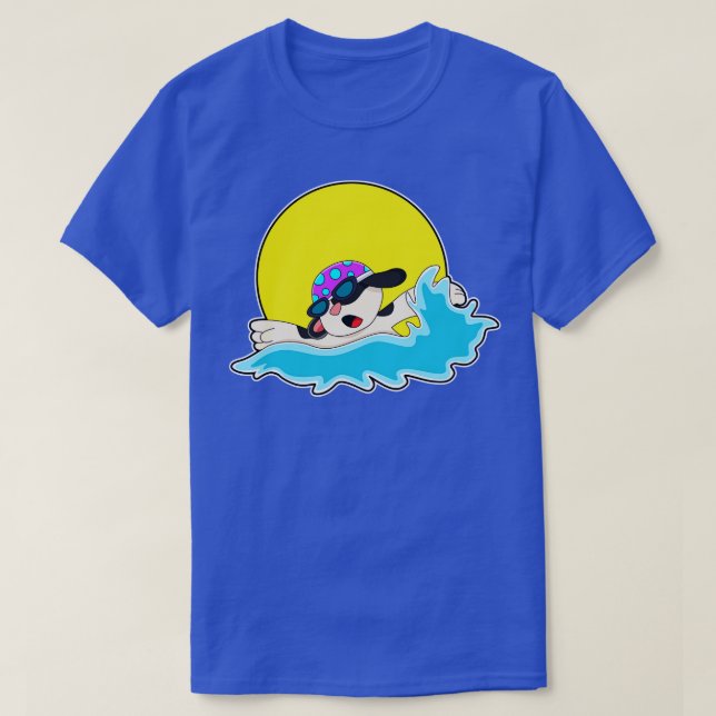 Dog at Swimming with Swim goggles T-Shirt (Design Front)
