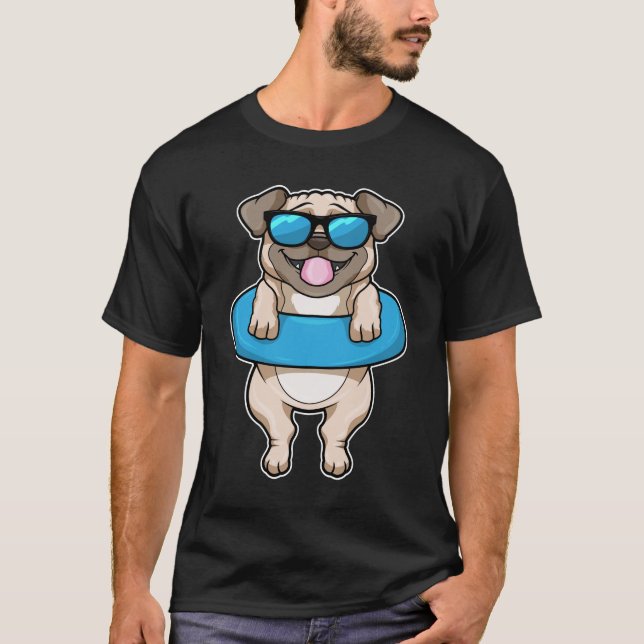 Dog at Swimming with Swim ring T-Shirt (Front)