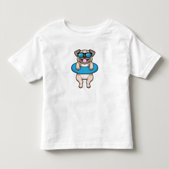 Dog at Swimming with Swim ring Toddler T-Shirt (Front)