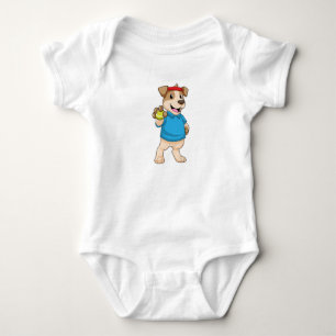 Dog at Tennis with Tennis ball Baby Bodysuit