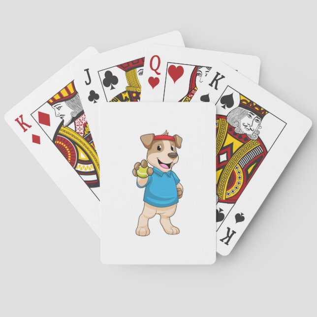 Dog at Tennis with Tennis ball Playing Cards (Back)