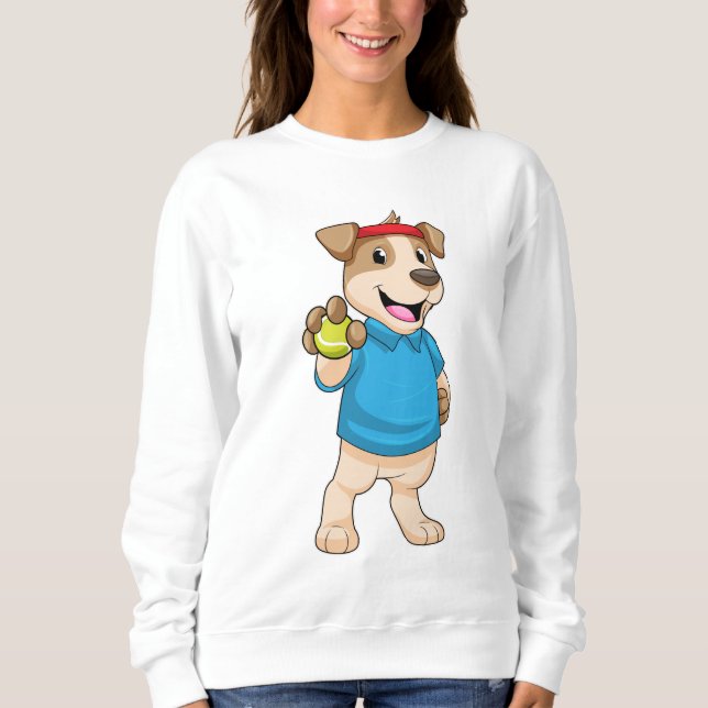 Dog at Tennis with Tennis ball Sweatshirt (Front)