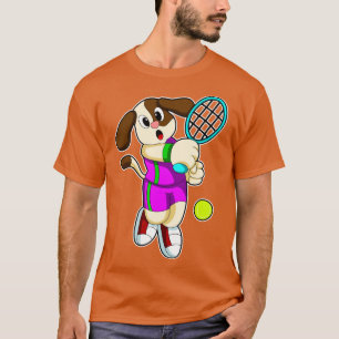 Dog at Tennis with Tennis racket Tennis ball T-Shirt