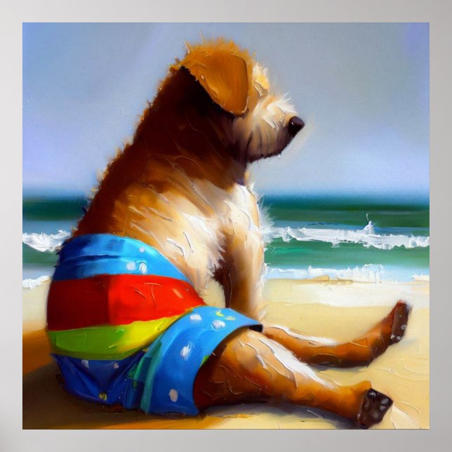 Dog at the Beach Poster (Front)