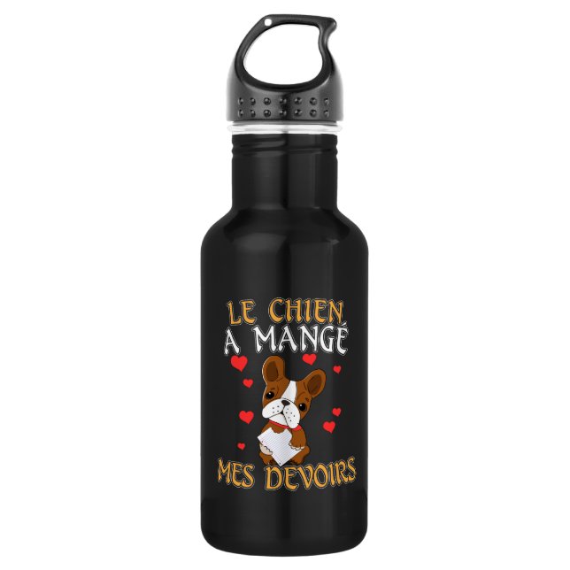 Dog Ate My Homework - Learning French Quote 532 Ml Water Bottle (Front)